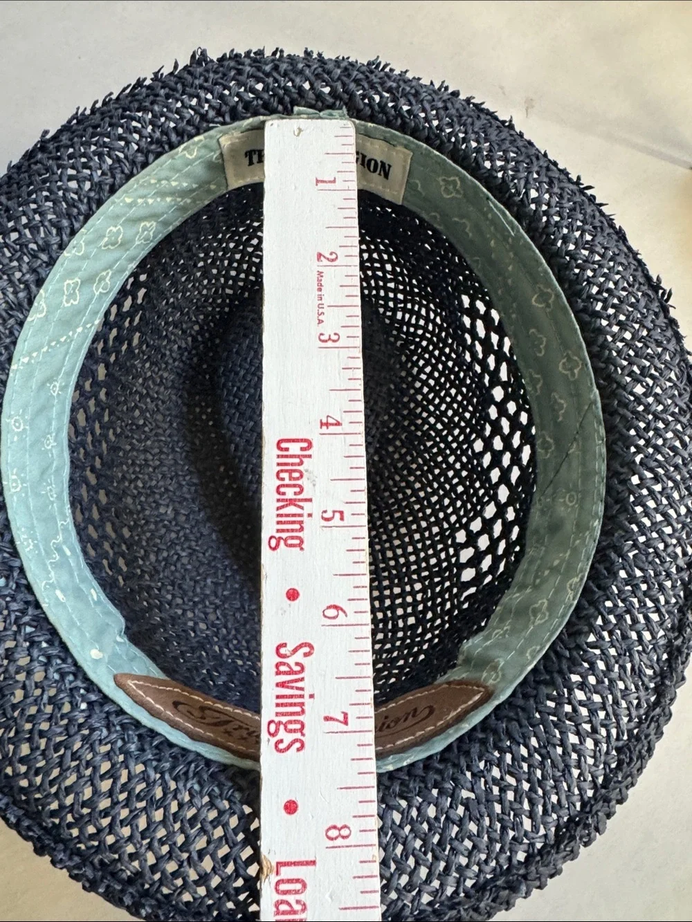 True Religion Fedora Straw Hat Mens S/M Navy blue banded paper Beach coastal